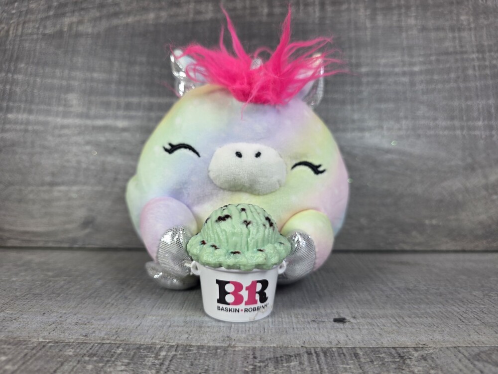 Cute Unicorn Plush with Mint Chocolate Chip Ice Cream Baskin Robbins Toy b25